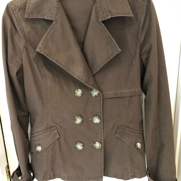 Apt. 9 brown denim jacket, double breasted, Women’s size medium - Picture 2 of 8